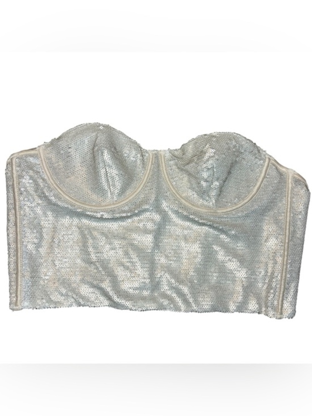 NEW Zara sequin tube top silver medium